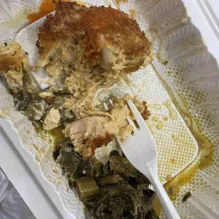 Mostly eaten crab cake and collard greens, FIRE!!
