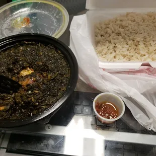 Potato greens and the hottest pepper I ever had.