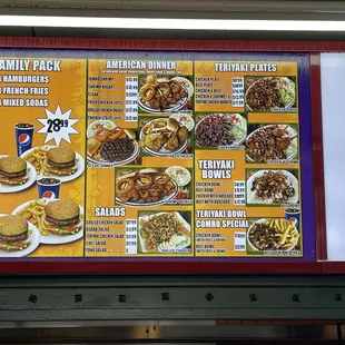 a menu for a fast food restaurant