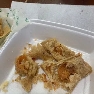 Two Rajas dry tamales that are going in the garbage.