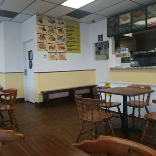 Side menu items and restroom.