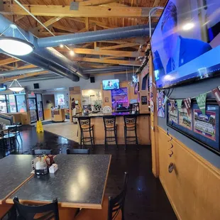 View from the back looking ahead at the bar area