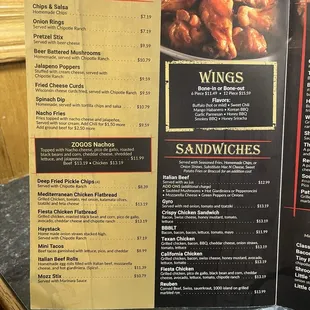 Starters and sandwiches