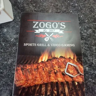Front of menu