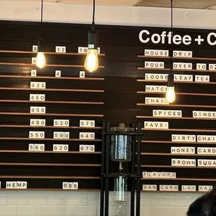 Coffee menu