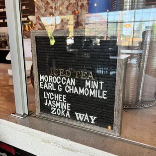 Menu as of May 2023