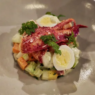 NYE 2024 menu ~ Chilled Main Lobster carrot and celery salad ~ i loved this!!  So delicious