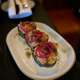 Salmon over bread