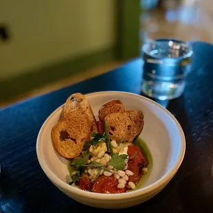 a bowl of food on a table
