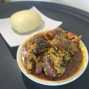 Egusi Soup and Pounded Yams with Assorted meats