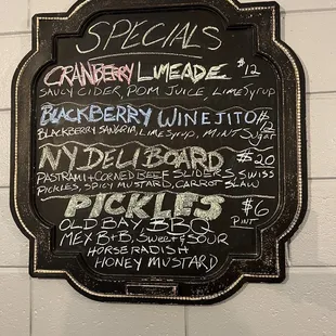 a menu on a blackboard