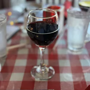 Italian wine on a typical Italian place setting