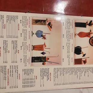 the menu for the restaurant