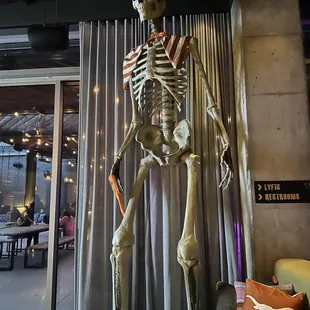 a skeleton in a living room