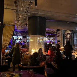 a group of people in a restaurant