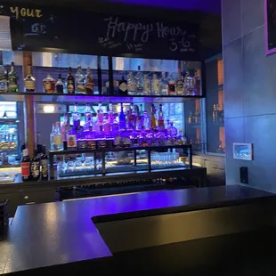 a bar with neon lights