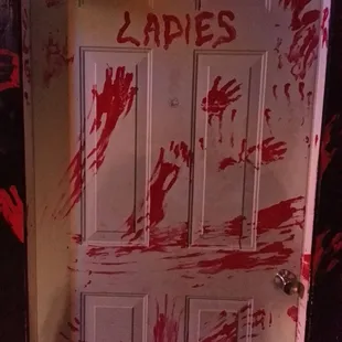 a door with blood splattered on it