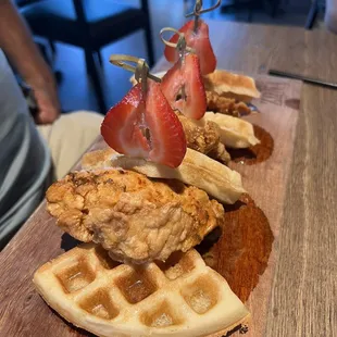 Chicken and waffles!  Another A+ at our table.