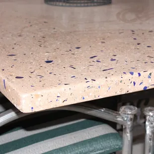 6ft. pre-casted concrete table with blue glass