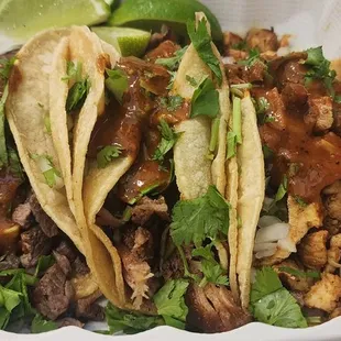 Left to Right  Steak, Carnitas, Pollo aks Chicken