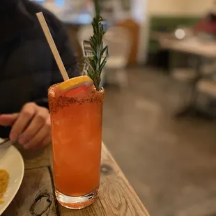 MEZCAL PALOMA tequila + mezcal, grapefruit, lime juice, honey syrup-soda