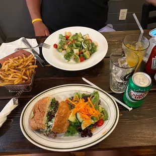 two plates of food on a table