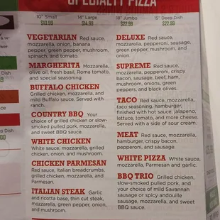 menu