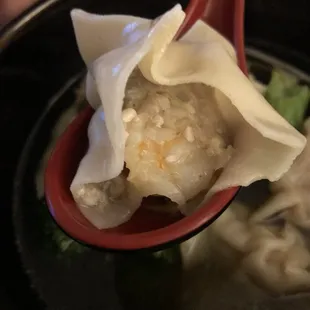 Inside pork and shrimp wonton
