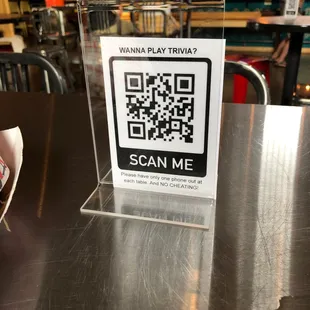 a qr code on a table