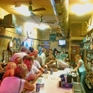 a group of people sitting at a bar