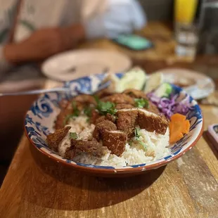 Crispy Chicken Over Ginger Rice
