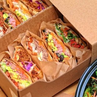 Zookz caters for parties, office meetings, and events.  Email catering@zookzsandwiches.com