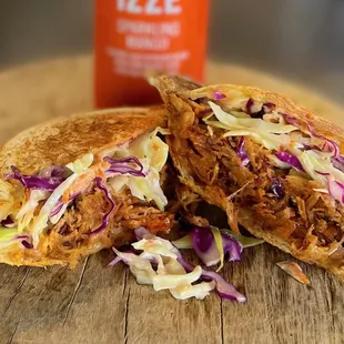 No. 30
 Apple cider pulled pork, cheddar cheese and Zookz whistling coleslaw
 Available on gluten-free or regular bread