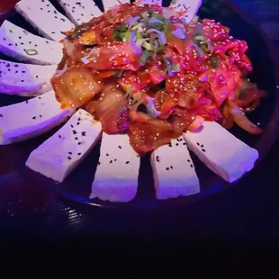 Tofu + Kimchi + Stir-fried pork--solid!