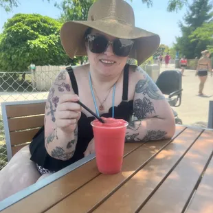 Bestie enjoying her strawberry daiquiri