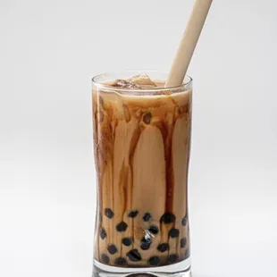 a glass of iced coffee