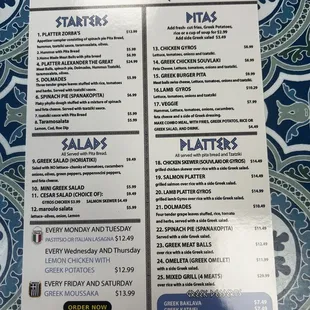 Updated Menu