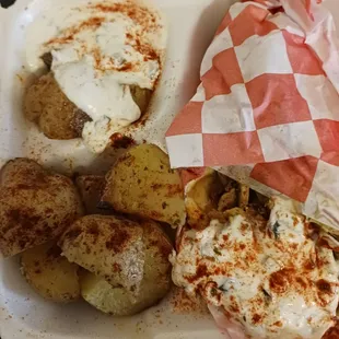 a meal in a styrofoam container