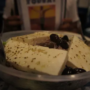 Greek salad with slabs of feta