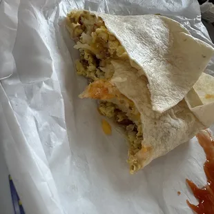 Half eaten burrito