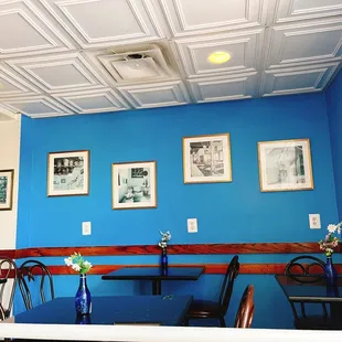 a blue dining room