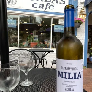 a glass of wine and a bottle of wine