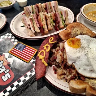 Fabulous Cornedbeef Hash Egg&apos;s n Kielbasa WOW, she had a Proper Club Sandwich Ham Turkey Sausage the way it should be.