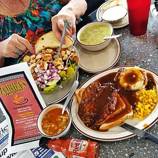 a woman eating a meal