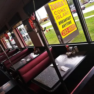 a view from inside the restaurant