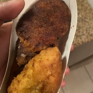 Burned chicken strips