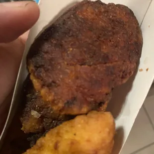 Burned chicken strips