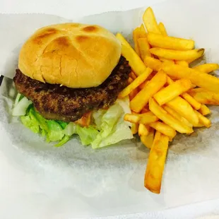 1/2 pound burger with fries