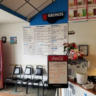 Menu and special board right to the left