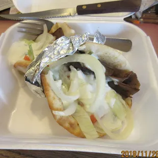 The Greek Gyro as packaged in the clamshell.